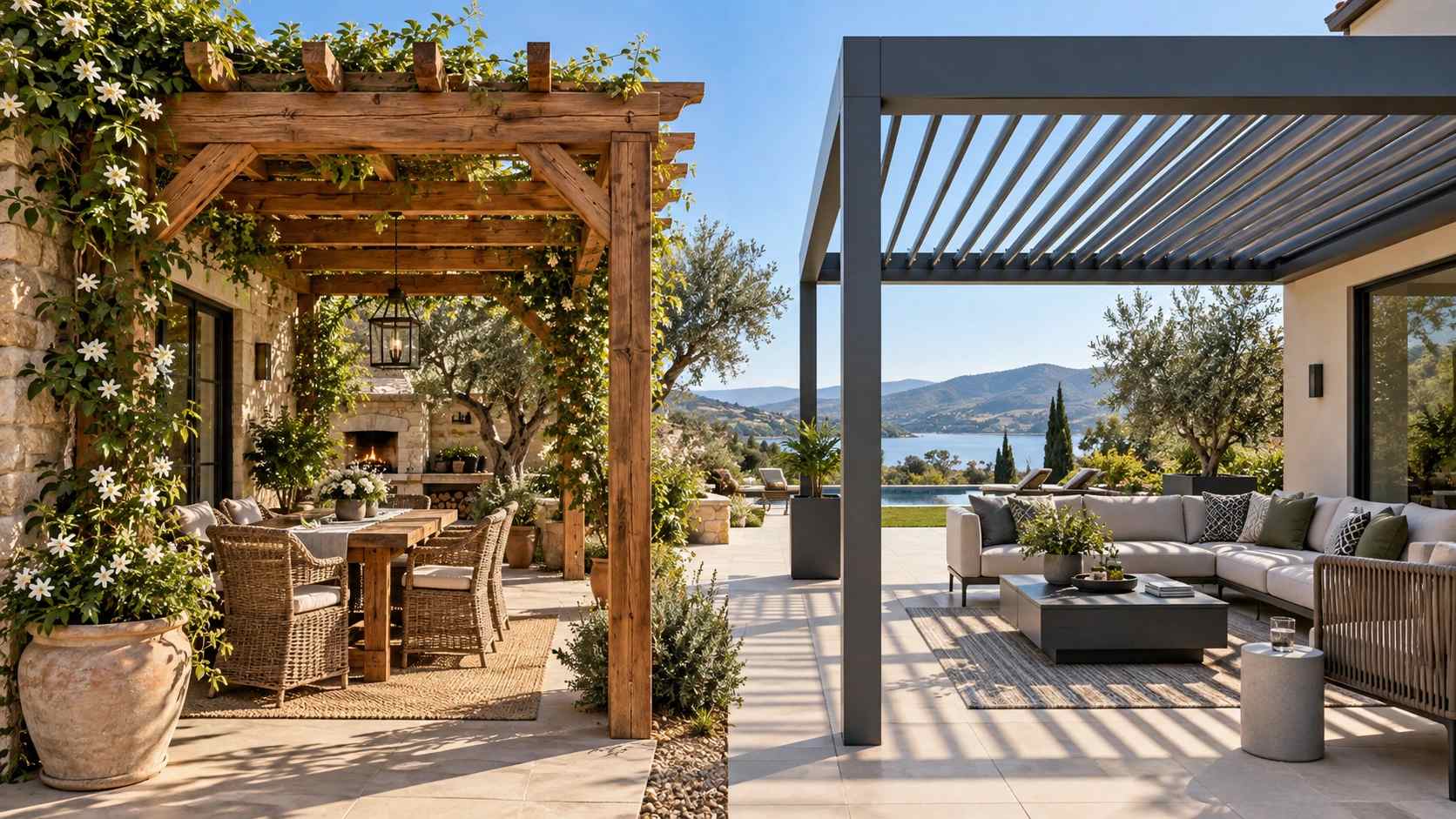 A Wooden Pergola VA an Aluminum Pergola A Wooden Pergola VA an Aluminum Pergola