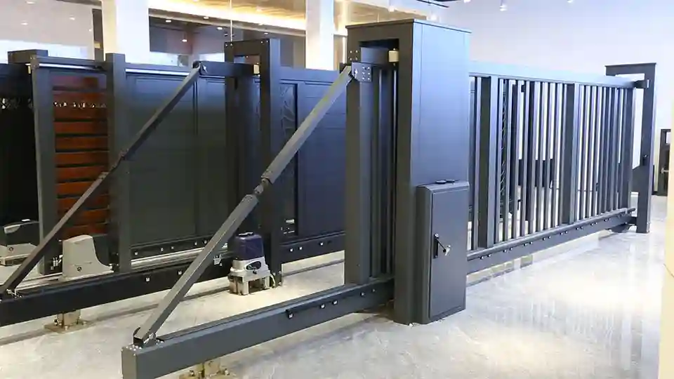 Heavy duty cantilever roller carriages, support posts, and gate automation motor system Heavy duty cantilever roller carriages, support posts, and gate automation motor system